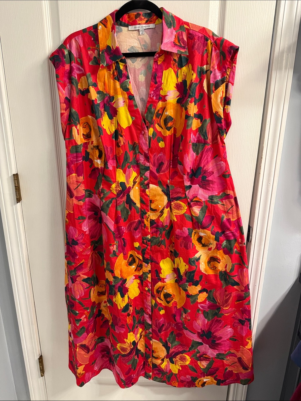 julia jordan Vivid Red Floral Maxi Dress with Yellow & Pink Accents